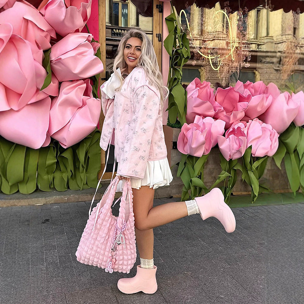 Dame oversized jakke med blomstermønster Stilla