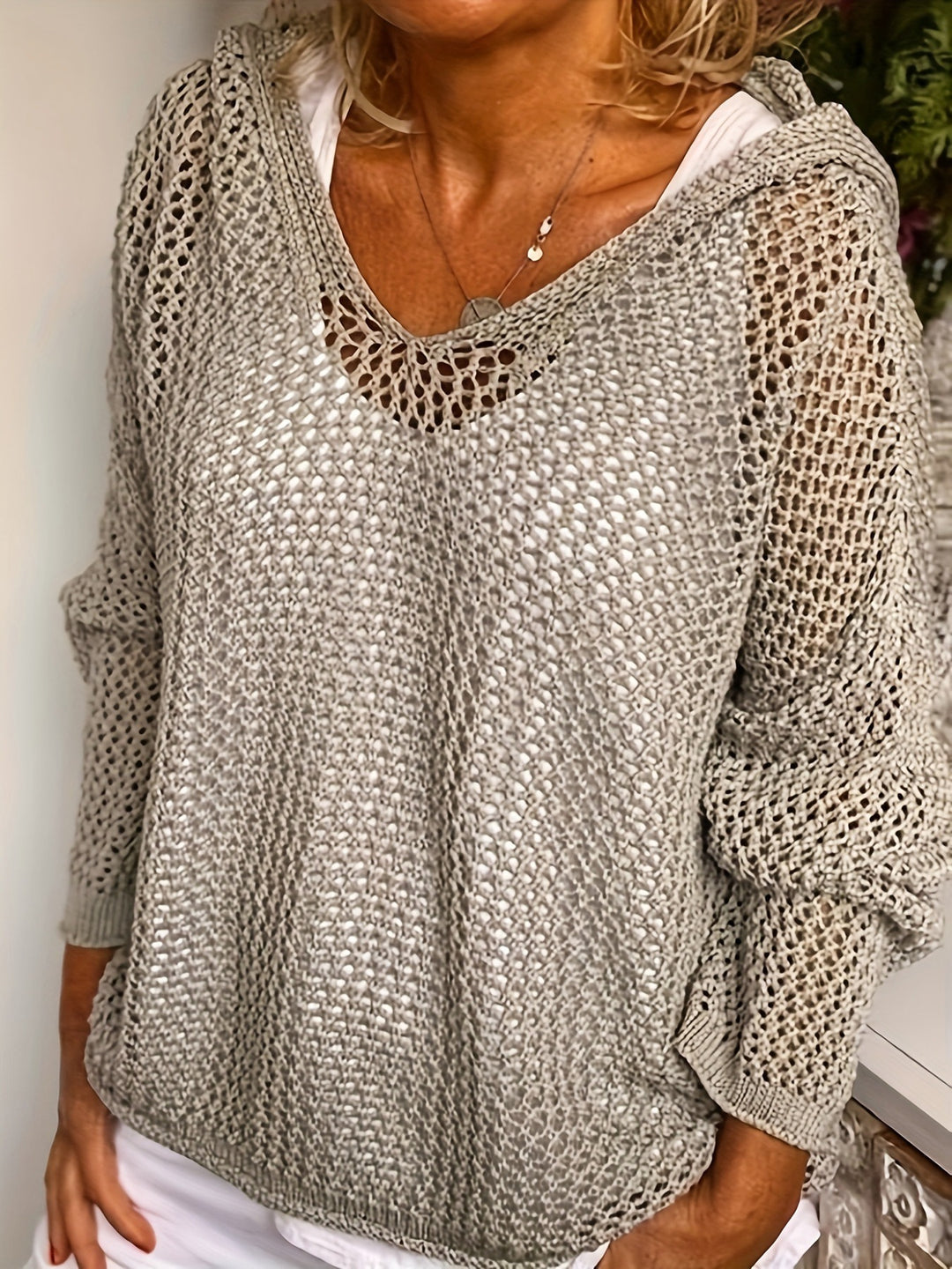 Femme let strikpullover hoodie Stilla