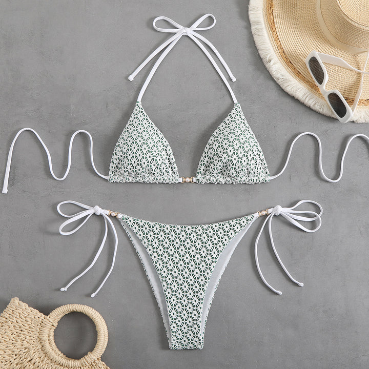 Femme Spids Trim Triangel Bikini Sæt Stilla