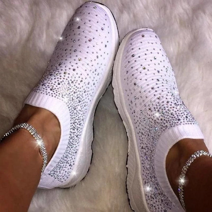 Dame Sneakers med funklende strassudsmykning og elastisk pasform Stilla