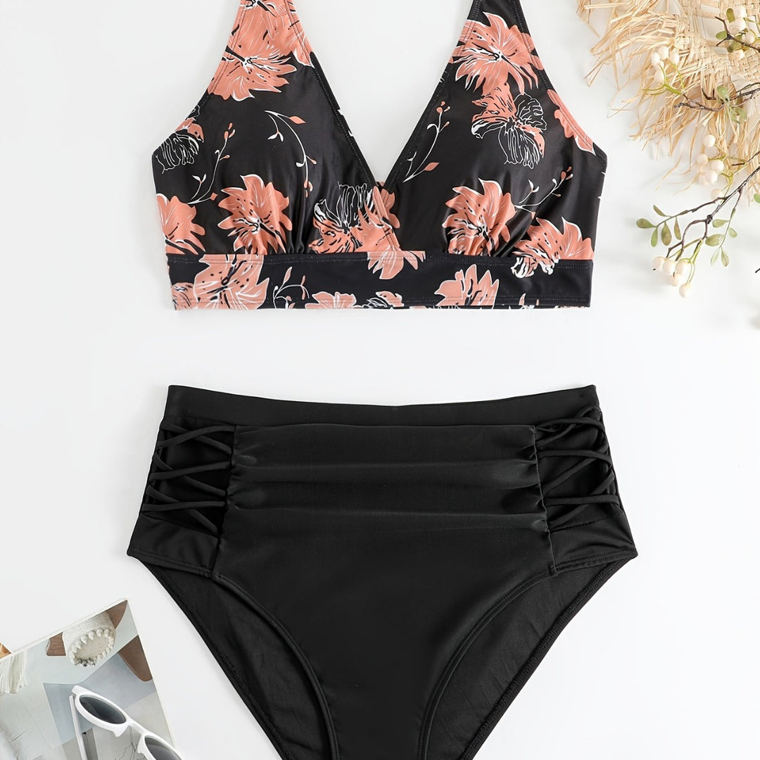 Dame Højskåret bikini med blomster accenter og raffinerede detaljer Skovae