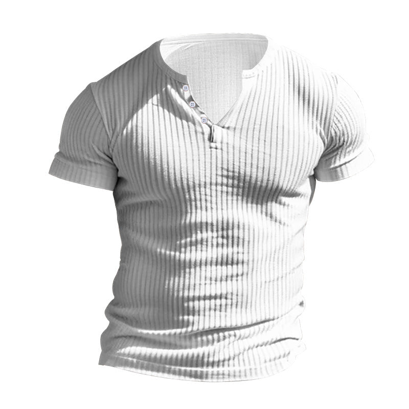 Herrer kortærmet Henley T-shirt med struktureret overflade Stilla