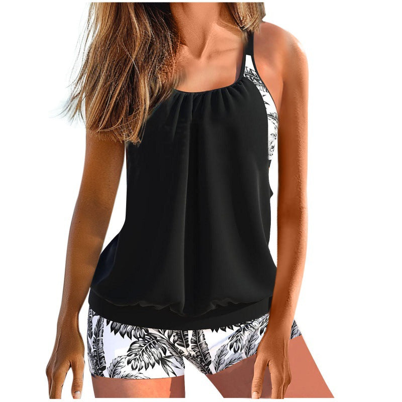 Dame Tankini-sæt med raffinerede flæse detaljer og sporty snit Skovae