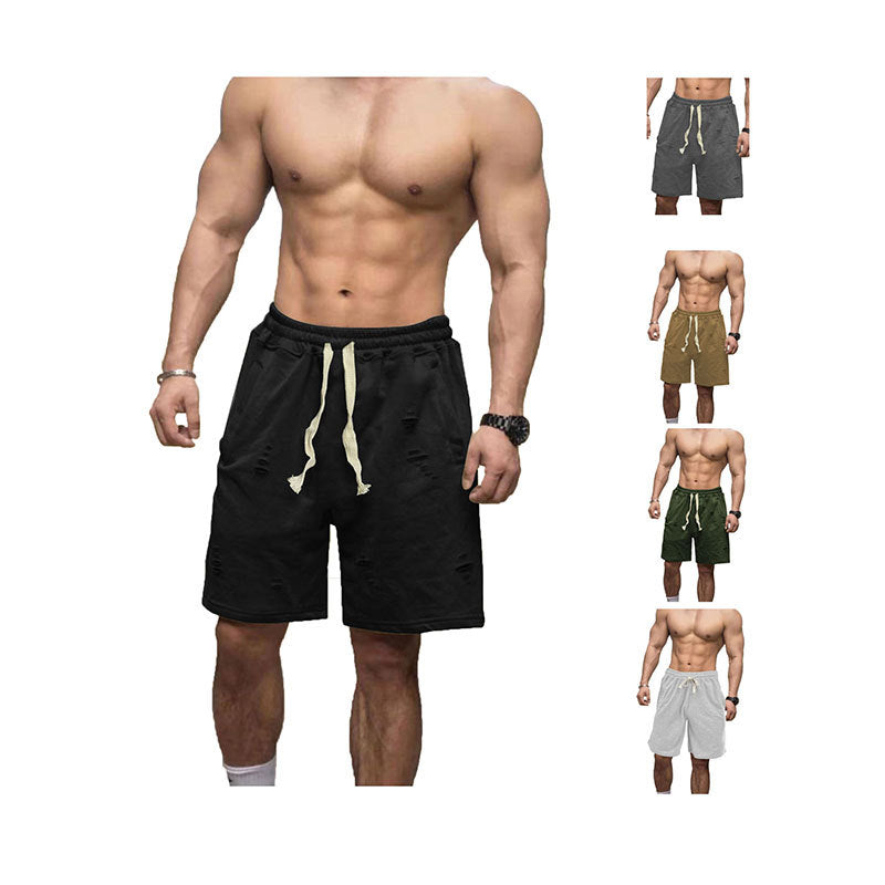 Herrer med afslappede sweatshorts med elastisk tunneltrækbånd, sidelommer og brugt-look Skovae