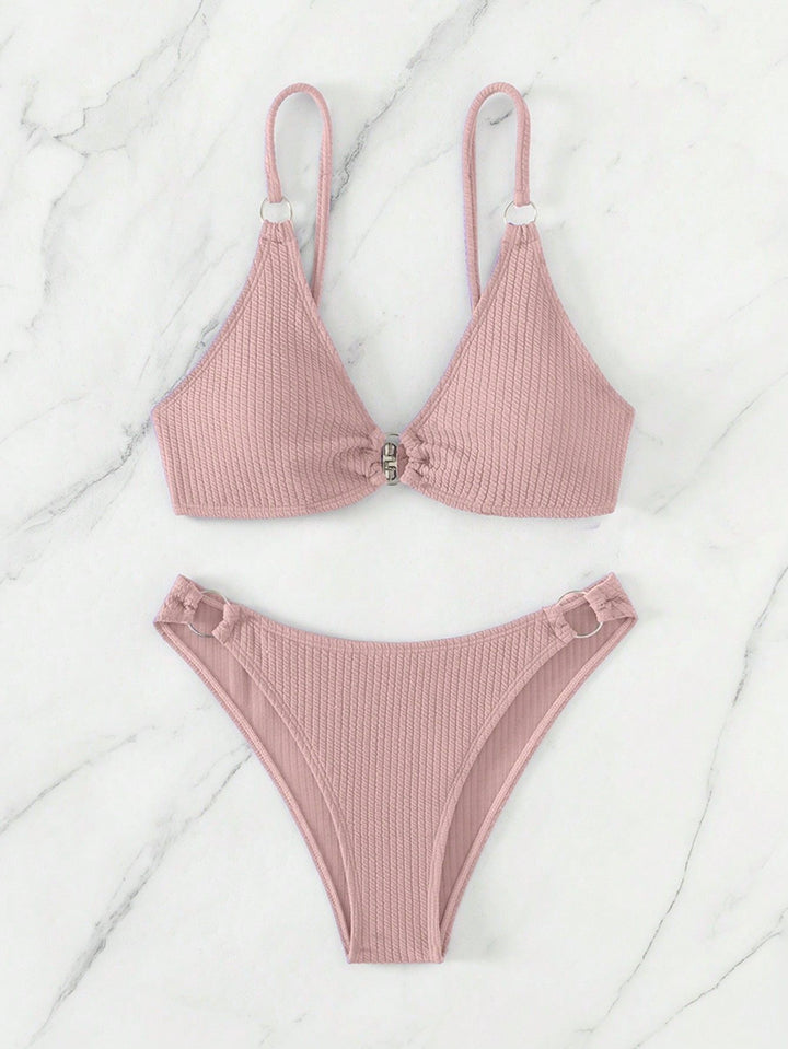 Dame Triangel-Bikini med ringdekorationer Skovae