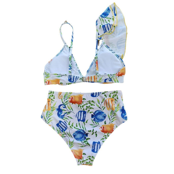 Dame bikini sæt med trendy flæse detaljer og høj talje Stilla