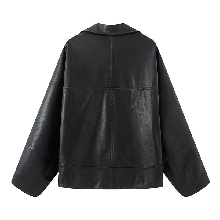 Dame elegant kunstlæderjakke med oversized snit Stilla