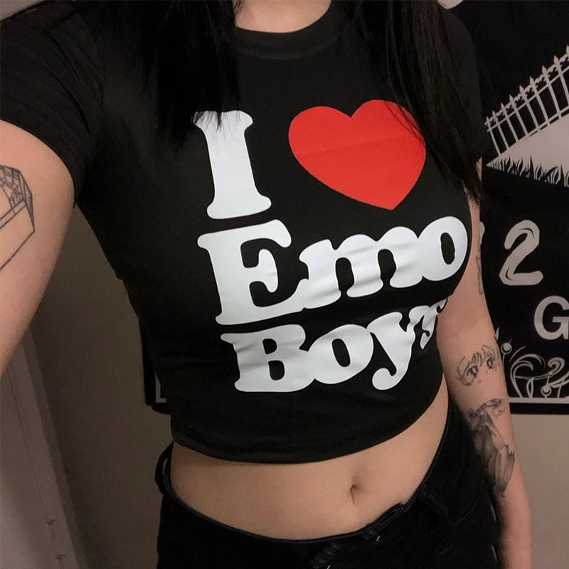 Dame Crop-T-shirt med kreativt skeletdesign og inspirerende tekst Skovae