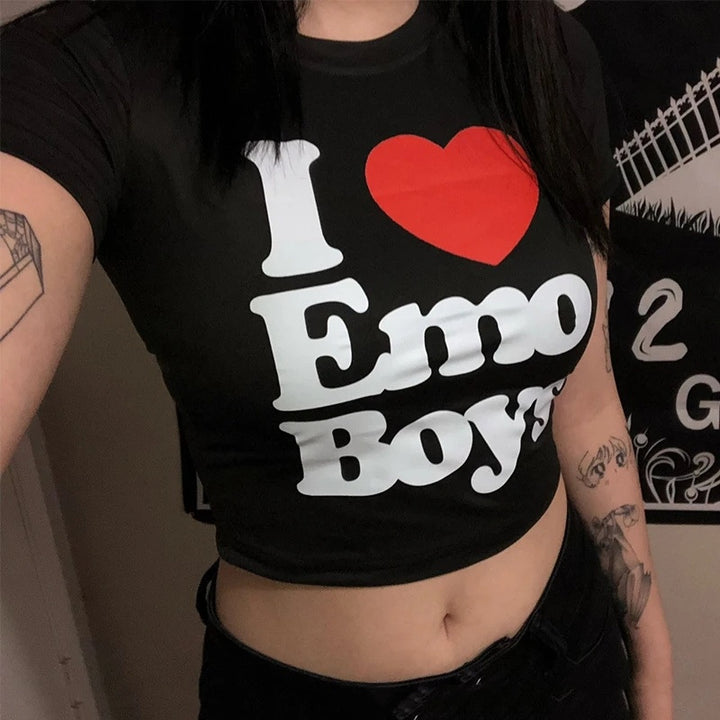 Dame Crop-T-shirt med kreativt skeletdesign og inspirerende tekst Skovae