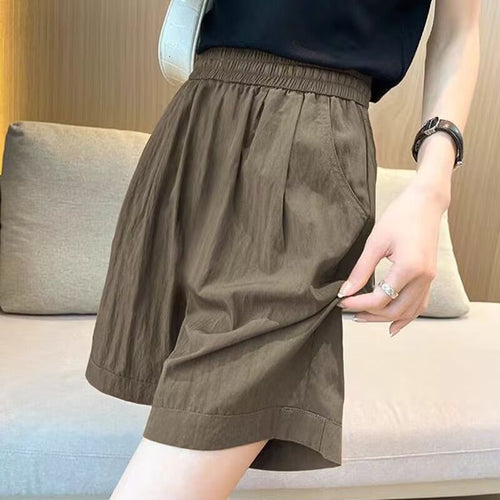 Kvinder casual shorts med elastisk talje og sidelommer