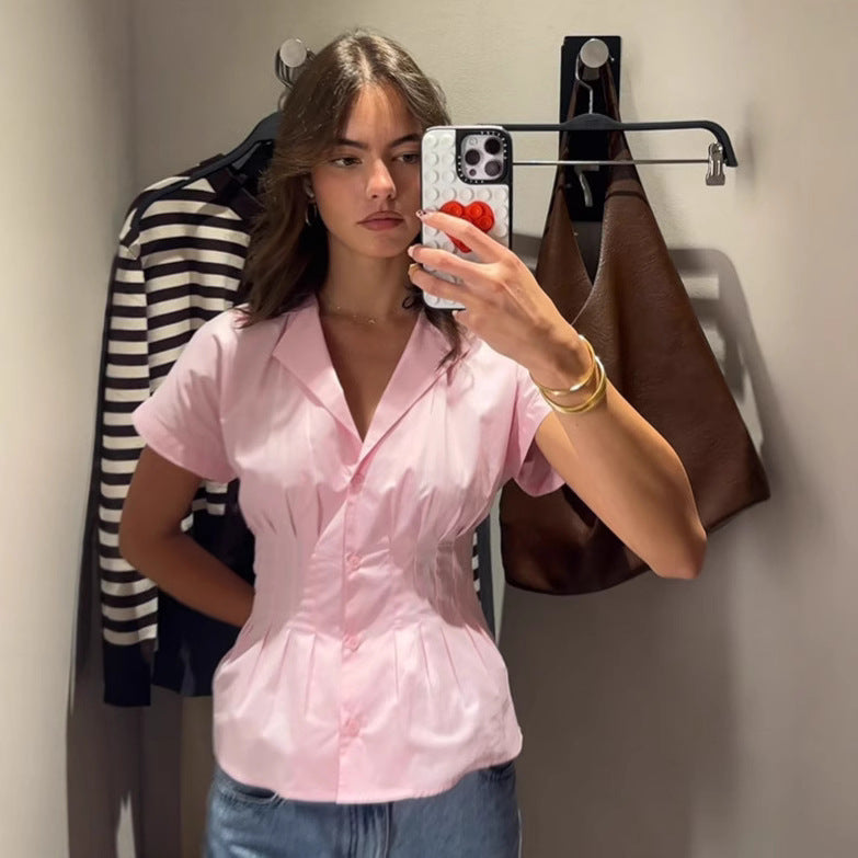 Dame skræddersyet skjorte med elegant drapering Stilla