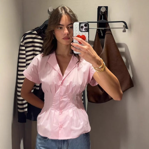 Dame skræddersyet skjorte med elegant drapering Stilla