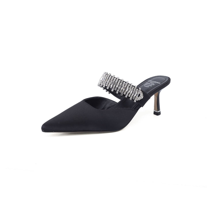 Dame Spids Tå Slingback Hæle med funklende Rhinsten Accenter Stilla