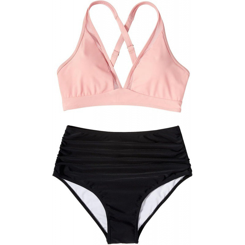 Dame bikini-sæt med modigt dyreprint og bicolor-design Skovae