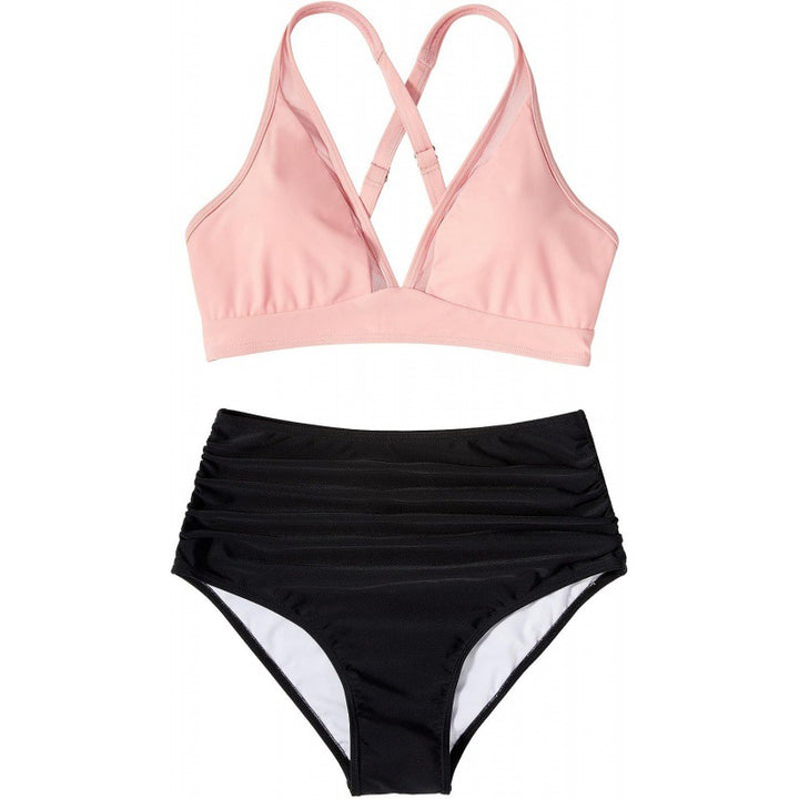 Dame bikini-sæt med modigt dyreprint og bicolor-design Skovae