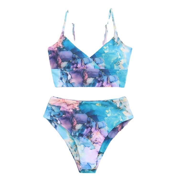 Dame bikini-sæt med krydset top og blomsterdetaljer Skovae