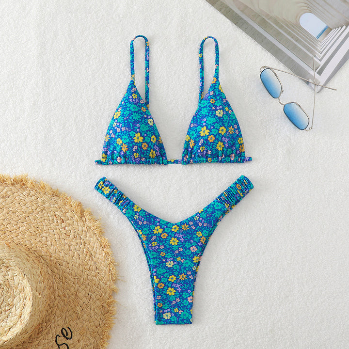 Dame triangel-bikini med blomsterdesign Skovae
