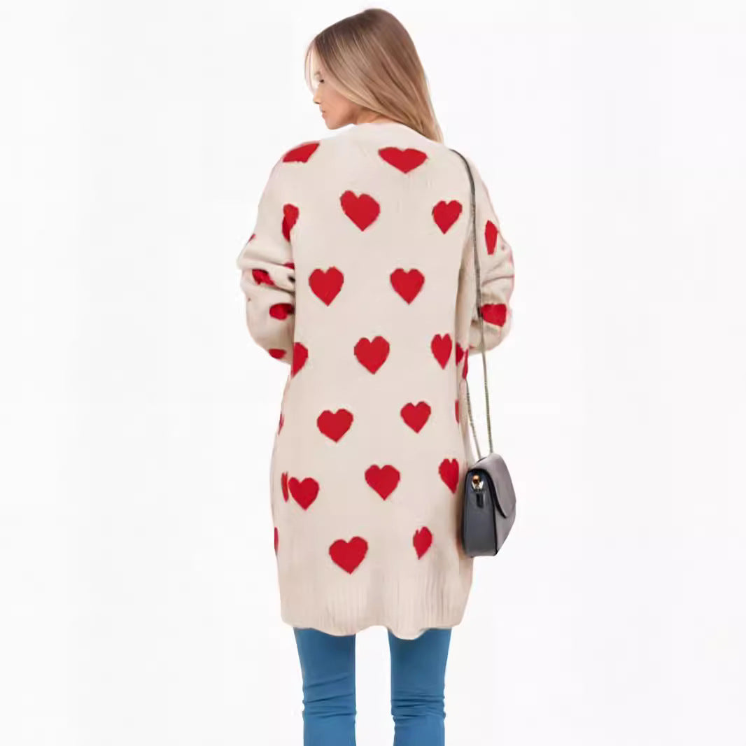 Kvinders cardigan med hjerteformet design og modstandsdygtig længde Stilla