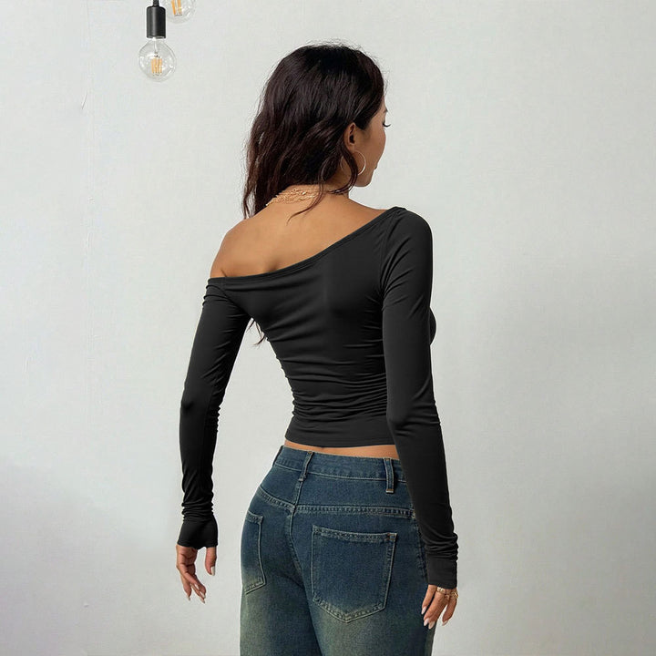 Kvinders elegante asymmetrisk top med raffinerede stropdetaljer Stilla