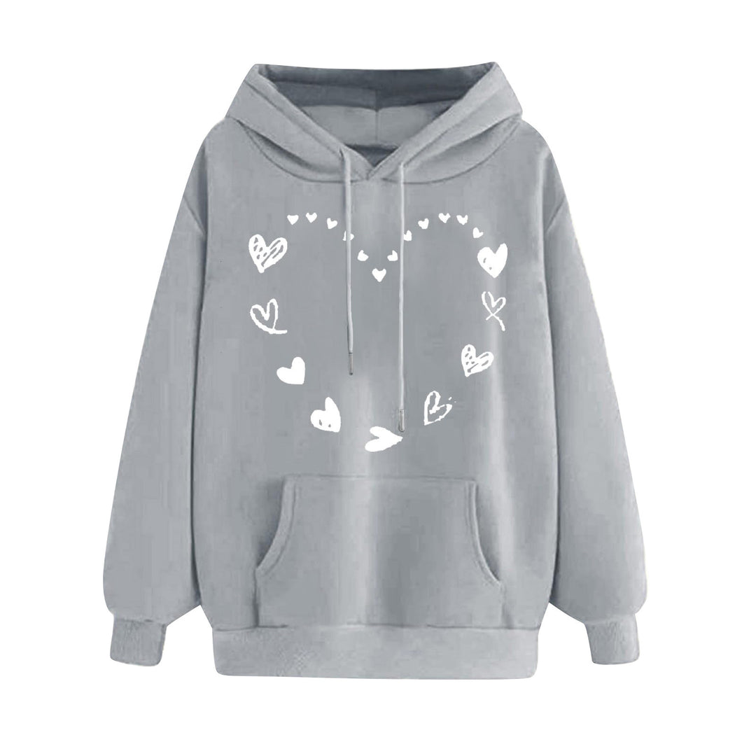 Dame hoodie med legende hjerte design og komfortabel kængurutaske Skovae
