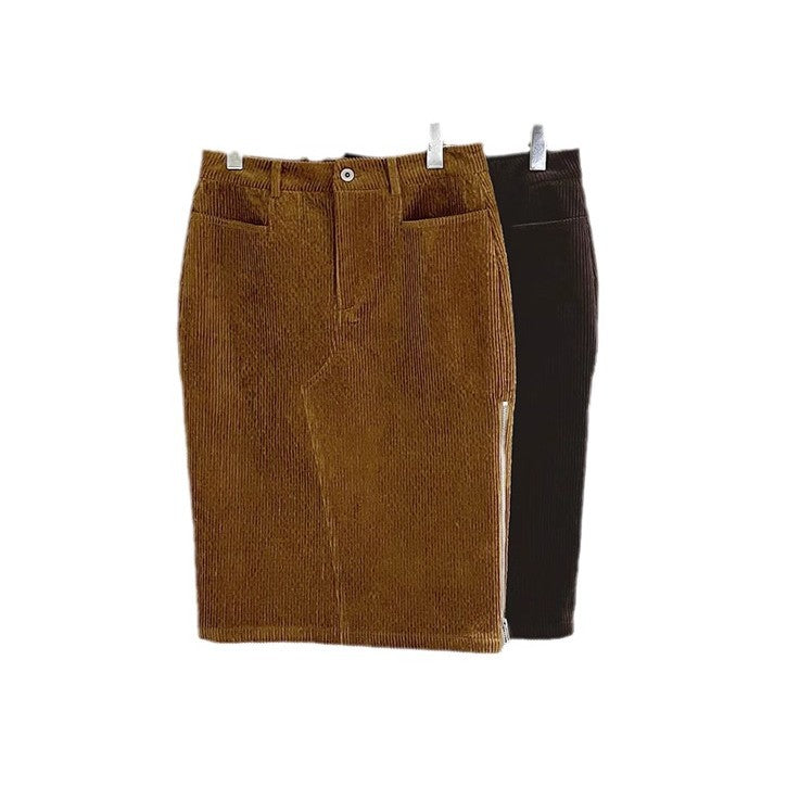 Dame Cord Skirt med høj talje og tidløst snit Stilla