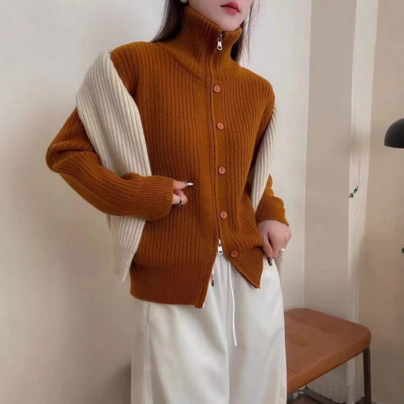 Kvindernes Højkvalitets Ribbet Striktrøje med Elegant Design Stilla