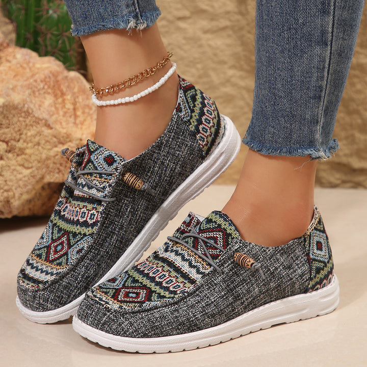 Dame Fritids Slip-On Sneakers med farverigt Ethno-mønster Stilla