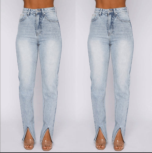 Dame High-Waist Jeans med dekorative sprækker og afslappet snit Stilla