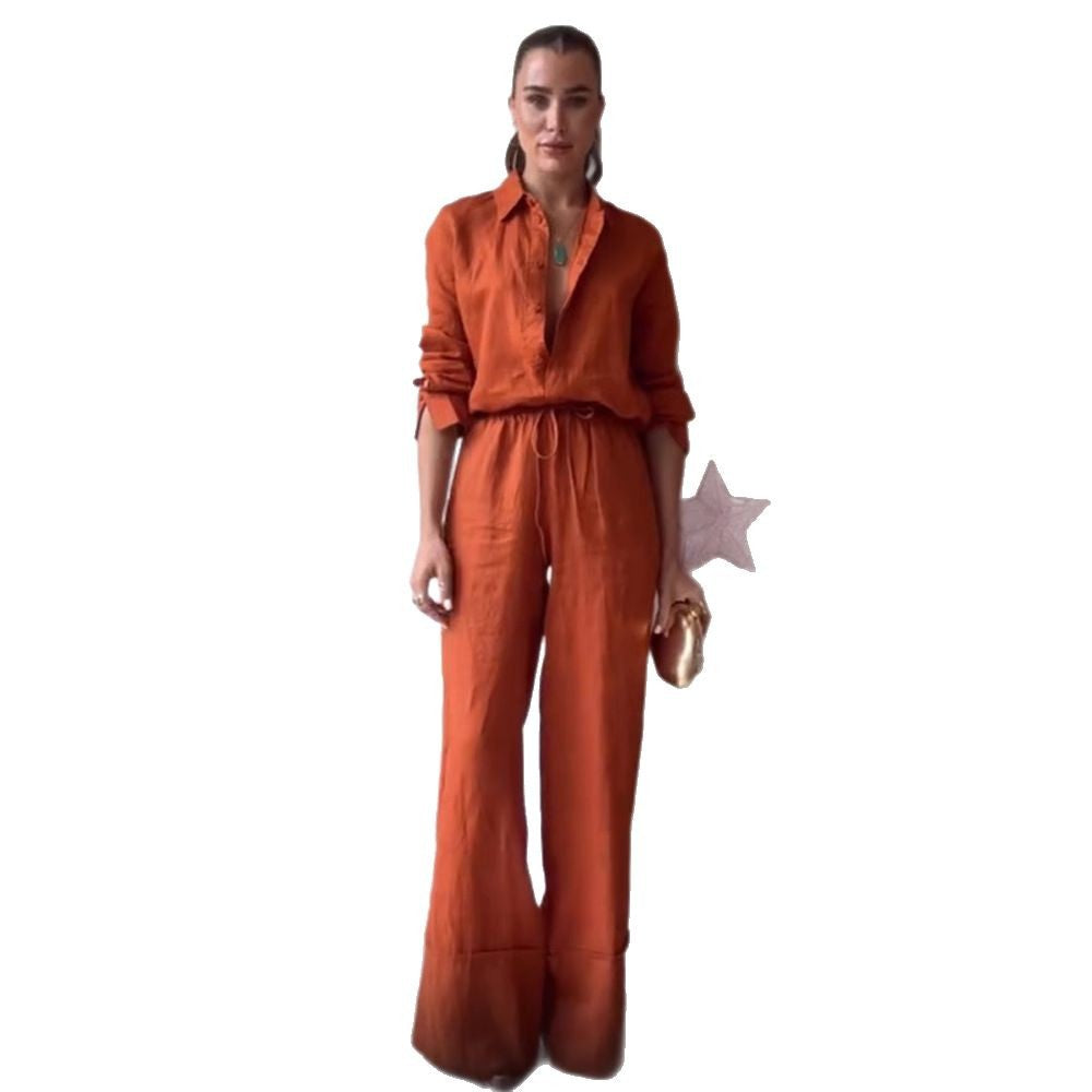Dame casual jumpsuit med tætsiddende snit og elegant skjortekrave Stilla