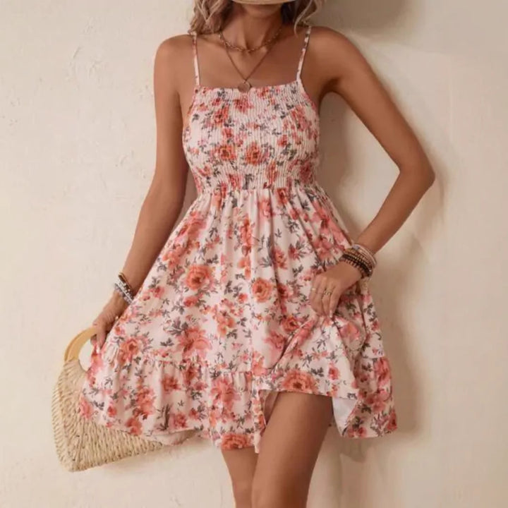 Dame Smocked Floral Sommerkjole Stilla