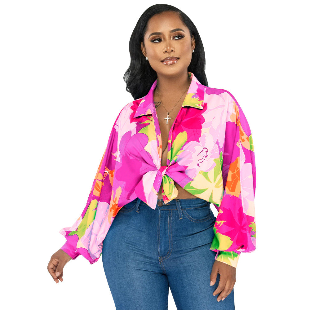 Dame Trendy blomsterbluse i oversized stil med slipselukning Stilla