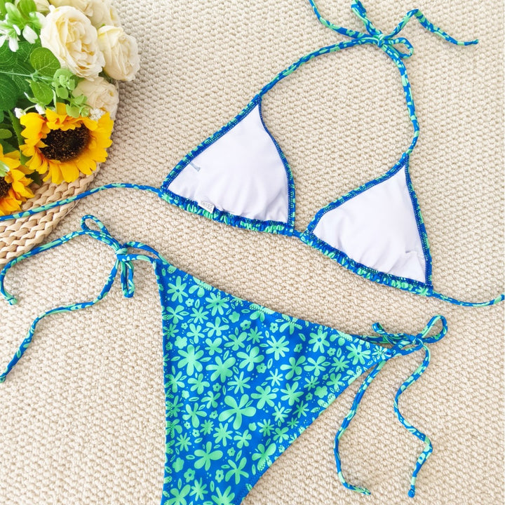 Dame Triangel-Bikini med blomsterdesign Skovae