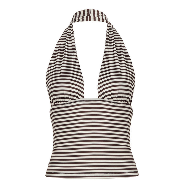 Damen Top mit halter Träger und Streifenmuster Skovae