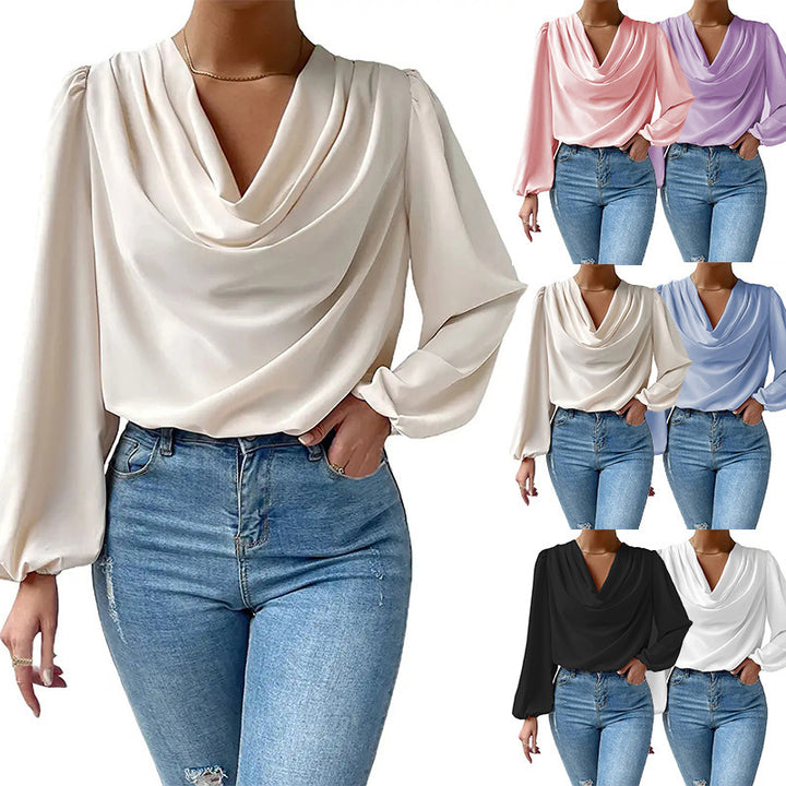 Damebluse med elegant drapering Stilla