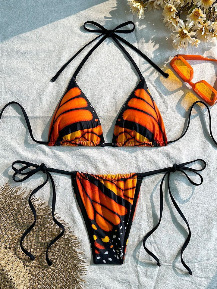 Dame Triangel-Bikini med livligt sommerfugledesign Skovae
