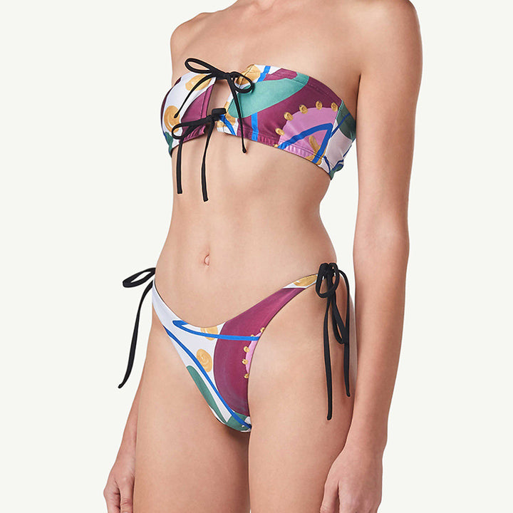 Dame Bandeau-Bikini-sæt med legende dekor Stilla