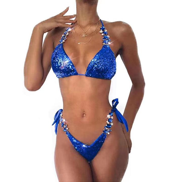 Dame Glitrende Triangle-bikini med moderigtige accenter Skovae