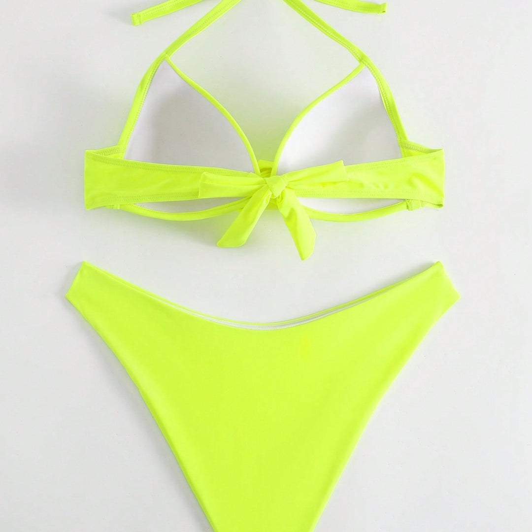 Dame Triangel-Bikini-Sæt med fashionable knude-design og justerbare stropper Stilla