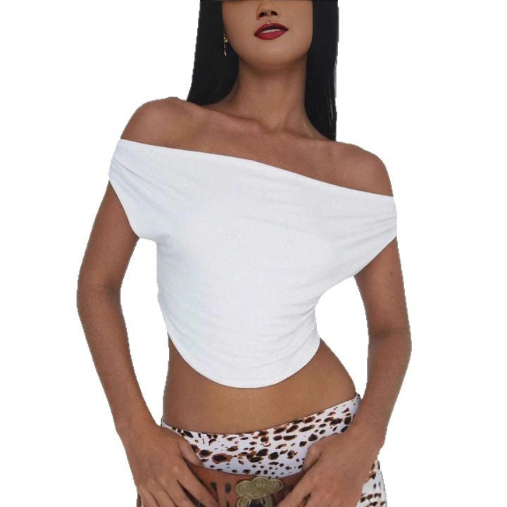 Femme Off-Shoulder Rüsch Crop Top Stilla