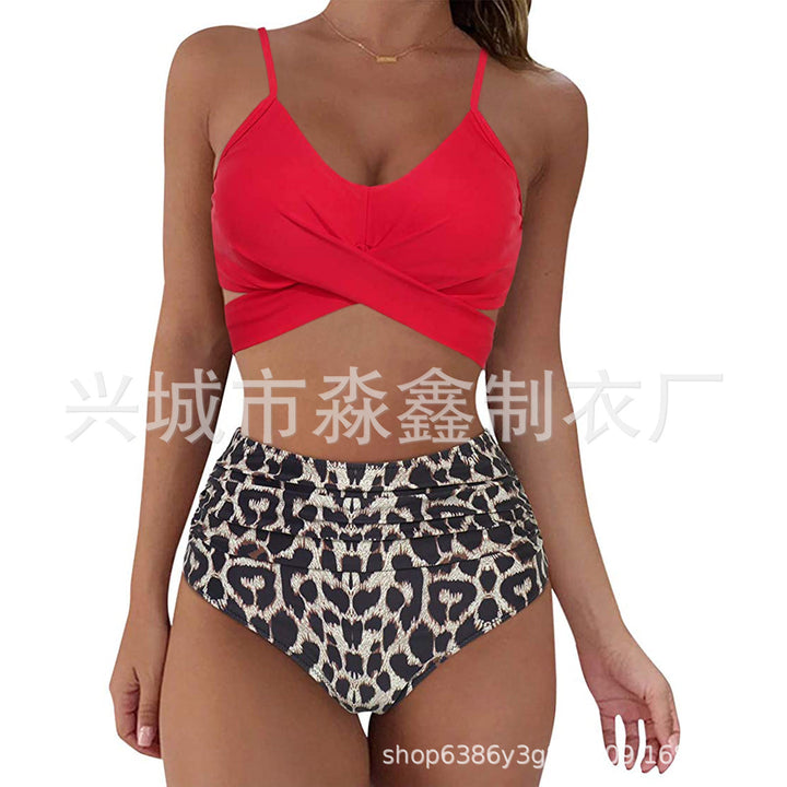 Dame Crop-Top bikini sæt med flettet design Skovae