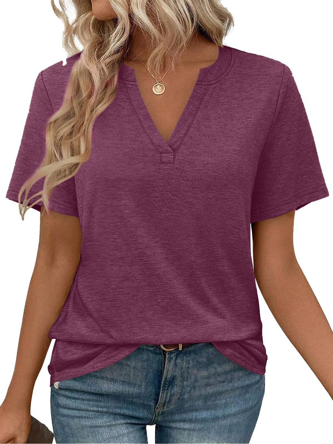 Dame Relaxed Fit V-Udskæring T-Shirt Stilla