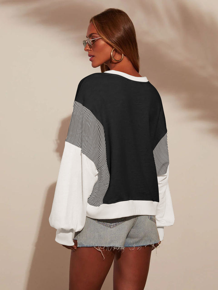 Dame Oversized Sweatshirt med moderne stribemønster og blødt materiale Stilla