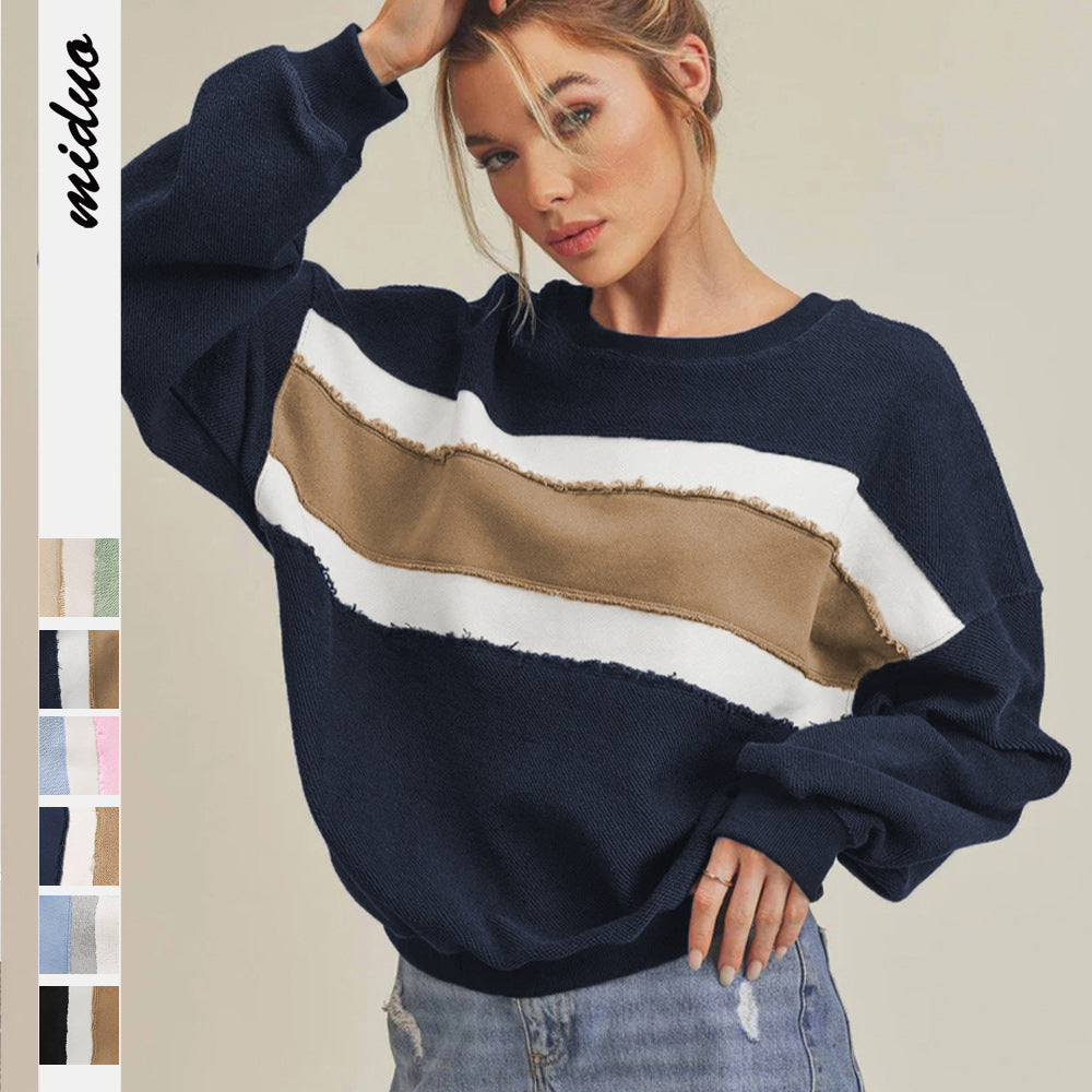 Dame afslappet sweatshirt med moderne stribe detaljer og oversized snit Stilla
