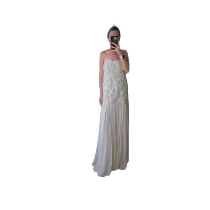 Dame Festkjole Maxi med florale applikationer Stilla