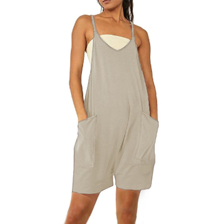 Dame Casual Jumpsuit med dyb udskæring og praktiske lommer Skovae