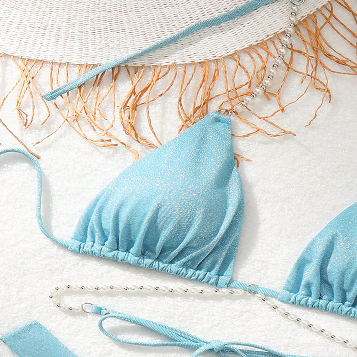 Dame bikini-sæt med glitrende detaljer og justerbar neckholder Stilla
