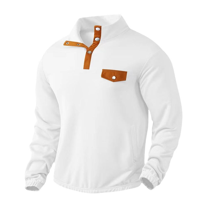 Herre [moderne fleece-pullover med ståkrave og praktisk knaplukning] Stilla