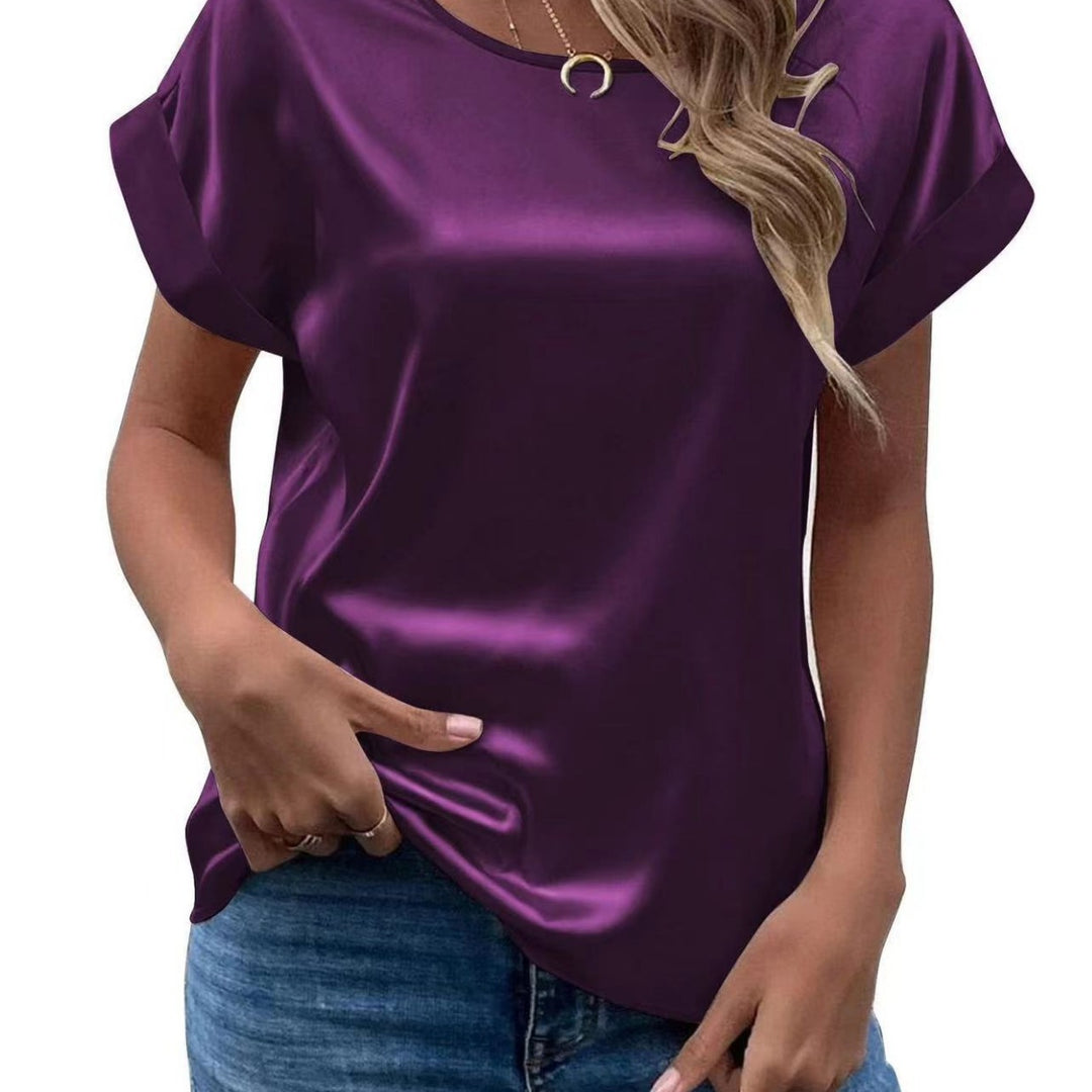 Dame Satin T-shirt med elegante detaljer Skovae