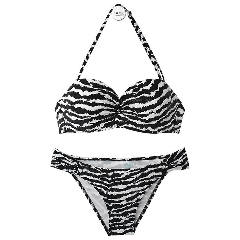 Dame bikini sæt med stilfuldt zebra print og polstret top Skovae