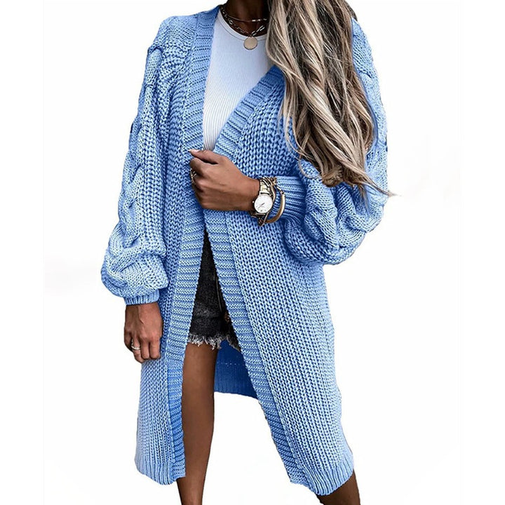 Kvinders chunky strik cardigan med voluminøse ærmer og åben front Stilla
